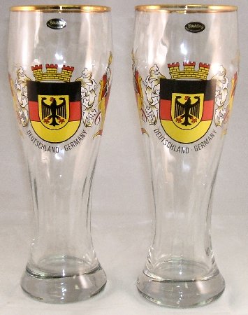 Set of 2 German Hefeweizen Wheat Beer Glasses
